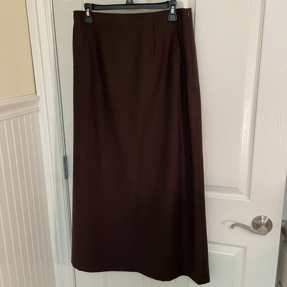 HARVE' BENARD WOOL A-LINE BROWN SKIRT, MAXI LENGTH, SIZE 12 - Picture 2 of 8